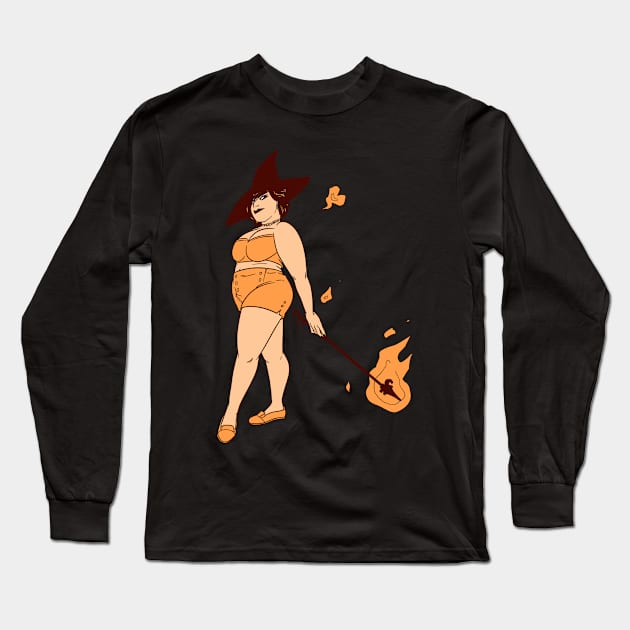 Fire Witch Long Sleeve T-Shirt by FindChaos